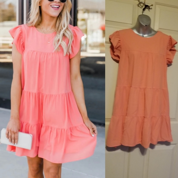 COMPLETE MY HEART CORAL DRESS - Picture 2 of 5